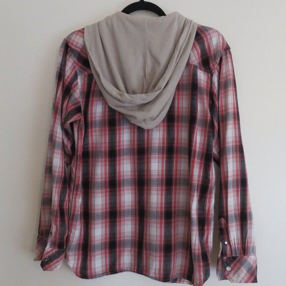 DKNY | Size XL | Cotton Hooded Button Up Plaid Sweater Long Sleeve Y2K Vintage - Picture 10 of 12